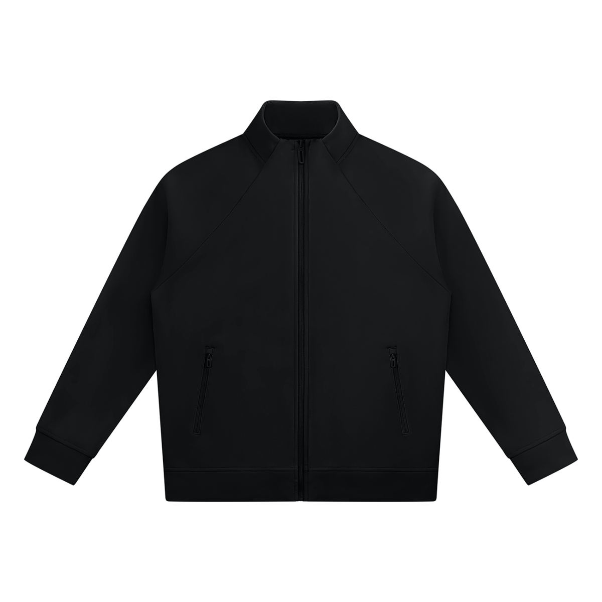 Stand-Collar Track Jacket — Black